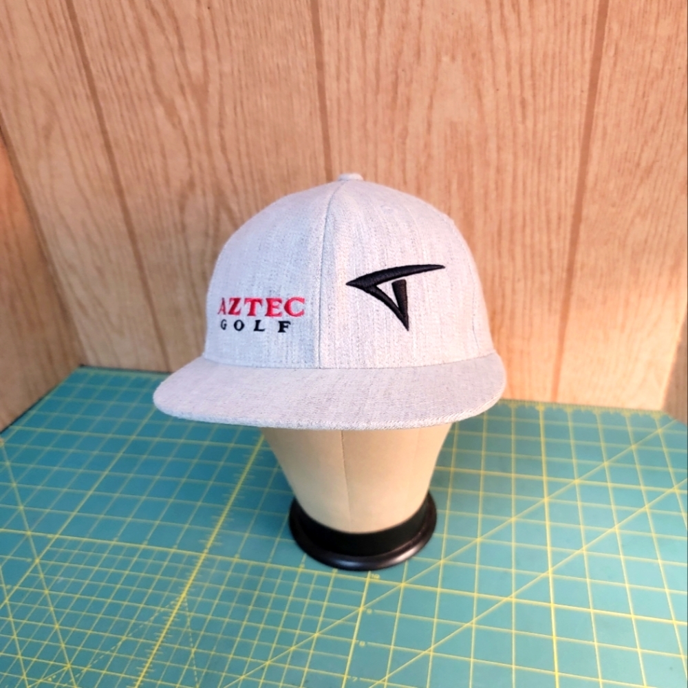 aztec golf hat 6⅞ - 7¼ flex fit Grey flat bill Very Clean